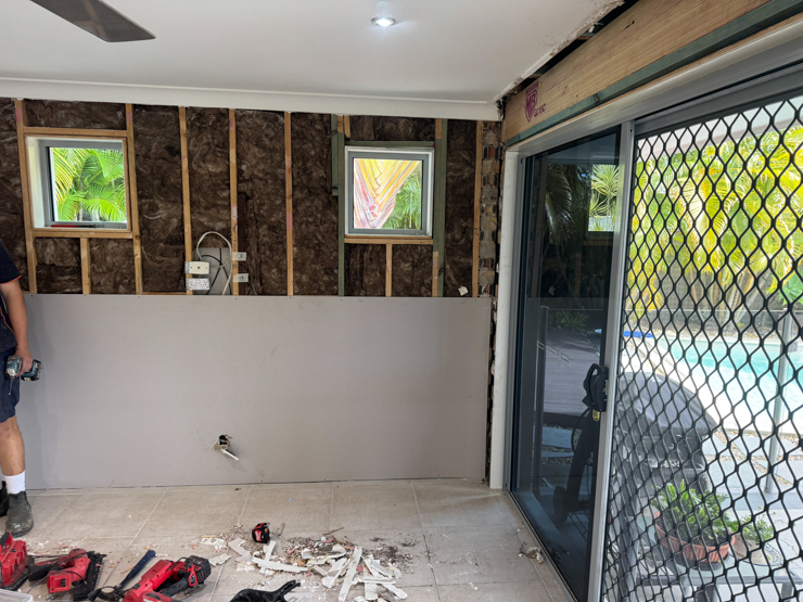 Wall damaged by termites repair works started